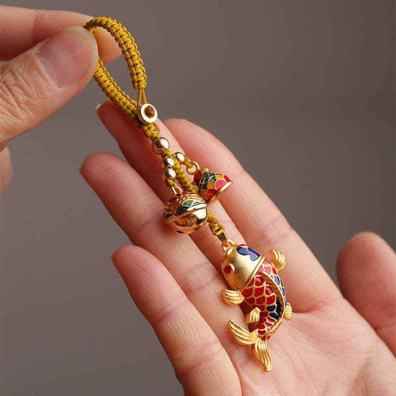 Golden Koi Fish Keychain, lifestyle shot, lucky charm