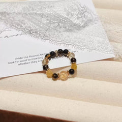 Feng Shui Yellow Citrine Gold Tiger Eye Ring for Abundance, Protection & Prosperity - Elegant Gemstone Jewelry