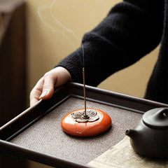 Persimmon Ceramic Incense Burner | Meditation Healing & Zen Decor