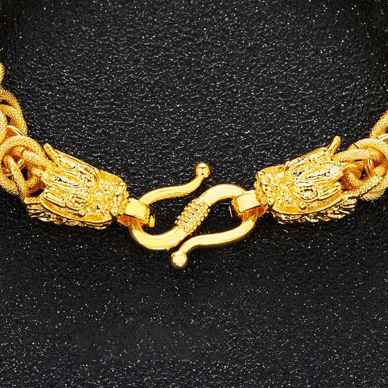 Dragon Protection Bracelet - Macro close-up of dragon head S-hook clasp detail, Strength
