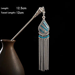 Water Drop-Blue size detail, 12.5cm length with 12cm chain tassel