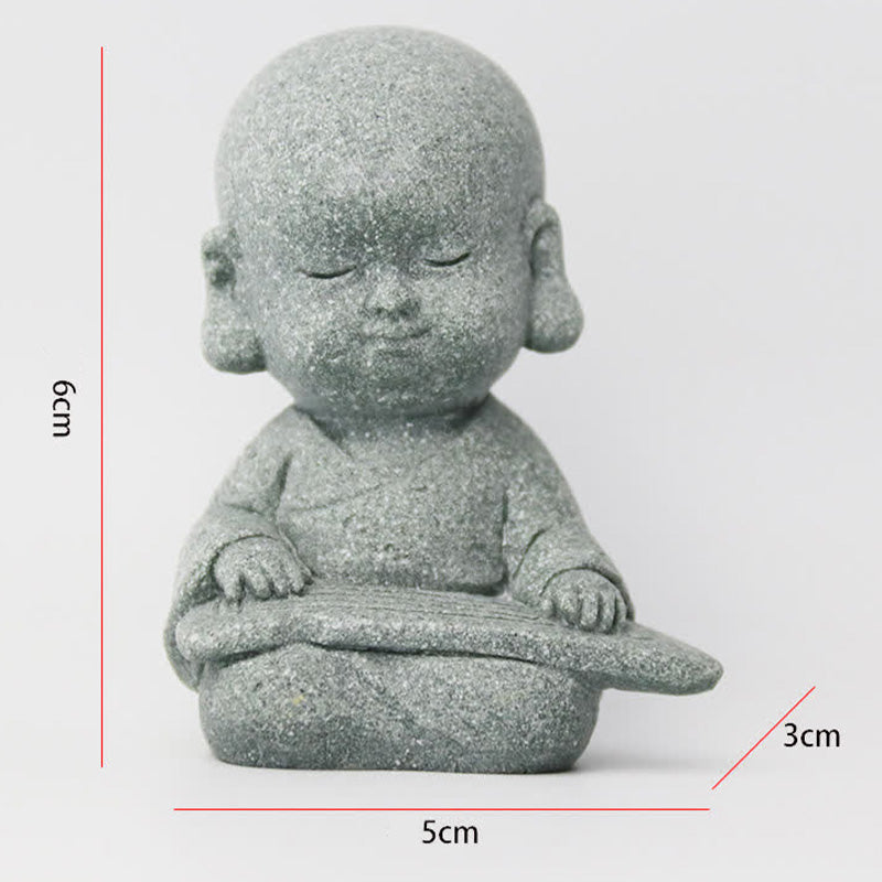 Meditation Monk Statue - Monk playing guqin instrument with measurement markings displayed