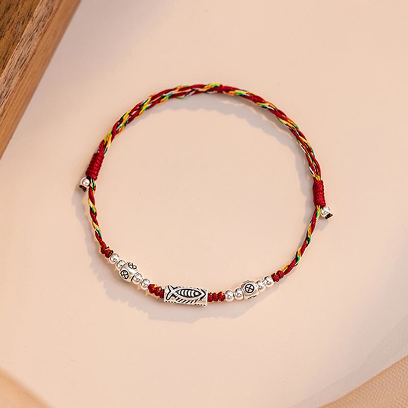 925 Koi Braided Bracelet - weave pattern of colorful threads, handmade braided style