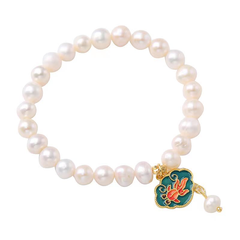 Pearl Lotus Koi Bracelet – Gift pouch packaging, pearl lotus koi charm present