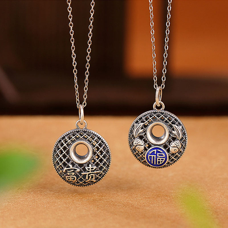 999 Silver Koi Lotus Necklace – studio shot on white background, lotus fu necklace
