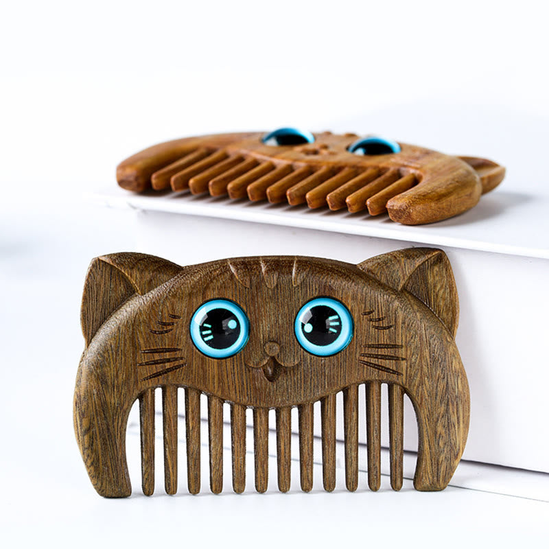 Green Sandalwood Cat Portable Comb, image 5