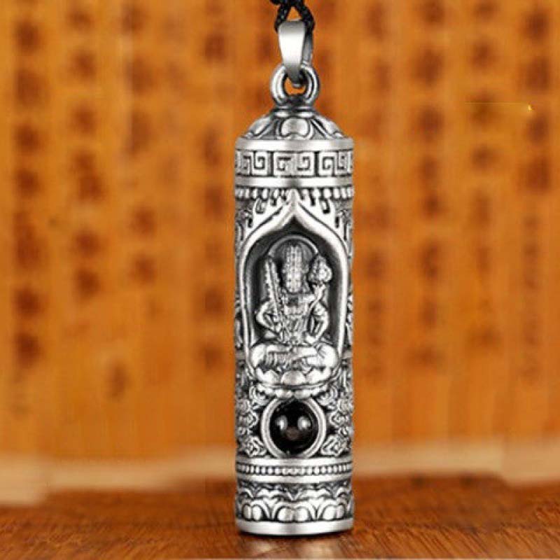Chinese Zodiac Natal Buddha Projection Necklace – Straight-on front view, seated deity in niche, sacred guardian amulet