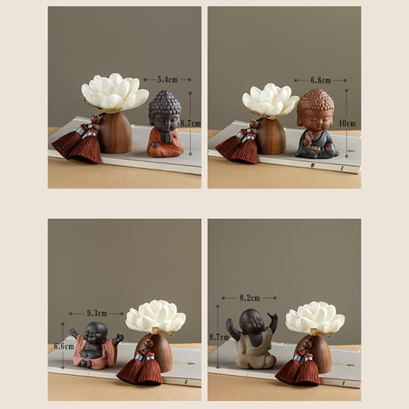 Black Peach Wood Buddha Flower Calm Cure Decoration Home Office
