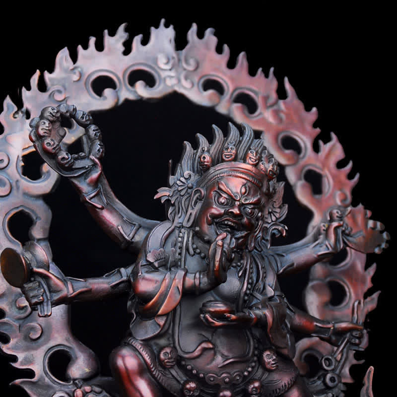 Tibet Mahakala Art Piece – elaborate headdress copper body, sacred space focal point