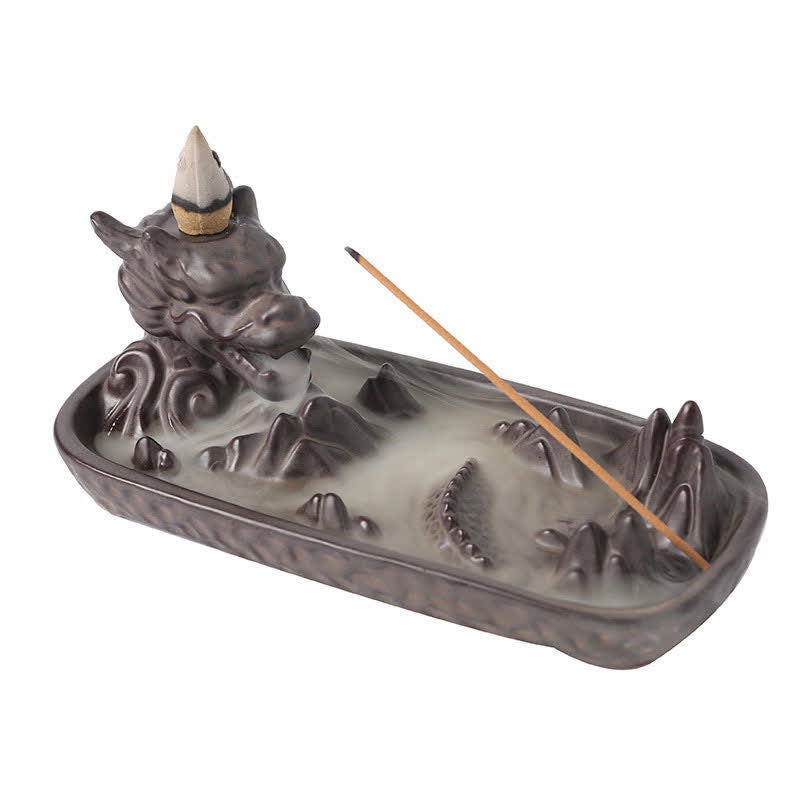 Dragon Mountain Burner - white backdrop dimension labels dual use, functional, detailed