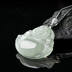 Titanium Steel Chain – with jade Buddha pendant, necklace display