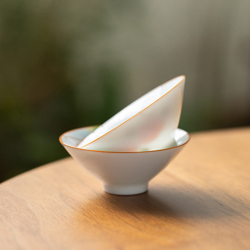 Mandala Koi Teacup – Lifestyle scene on wooden table with tea accessories