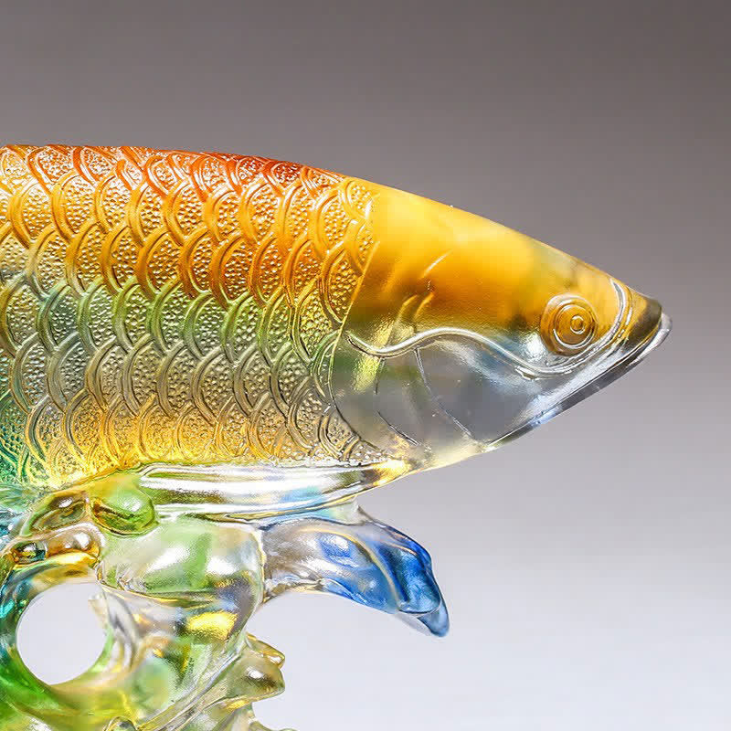 Liuli Crystal Koi Fish Art – With decorative stones around, zen garden koi art piece