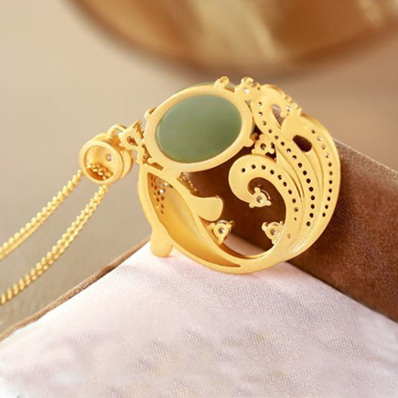 Cyan Jade Koi Fish Healing Necklace Pendant – light through translucent jade, glowing jadeite pendant