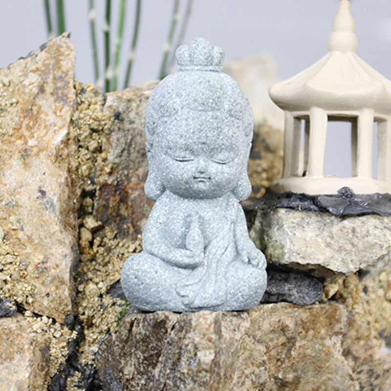 Meditation Buddha Statue Compassion Home Decoration – rustic stone-look statue, yoga studio centerpiece