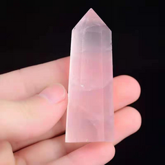 Rose Quartz Crystal Pillar – 7-8cm, close-up detail