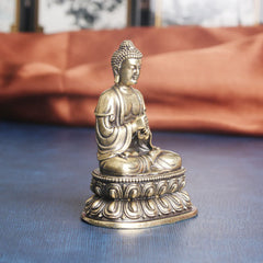 Tathagata Buddha Copper Statue – Handcast bronze-toned Buddha in meditation pose, zen home decor