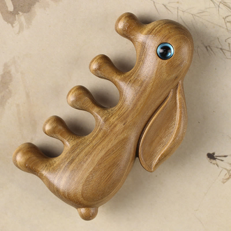 Red & Green Sandalwood Bunny Massage Comb, image 6