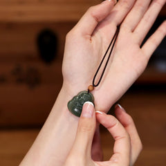 Laughing Buddha Hetian Jade Necklace – Adjustable healing calm string with jade drop, unisex wear