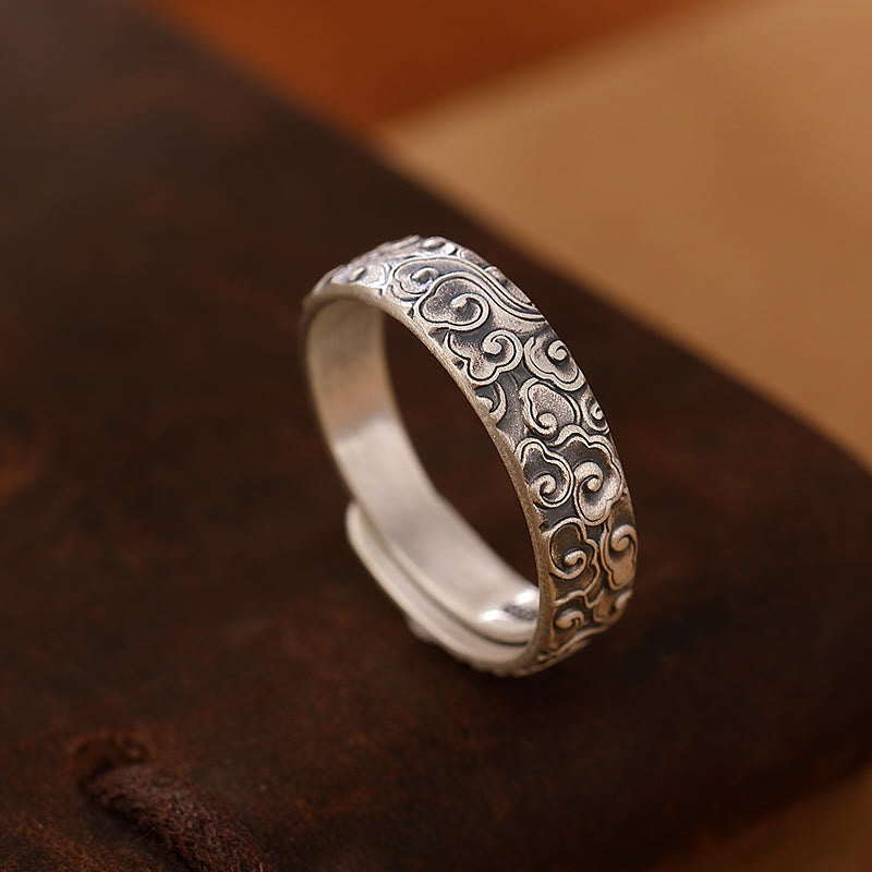 Anillo ajustable de flor de loto y ciruelo "Iluminación" de plata 999