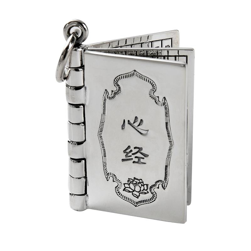 Sterling Silver Heart Sutra Pendant – Great Compassion Mantra pendant with Guanyin, protection