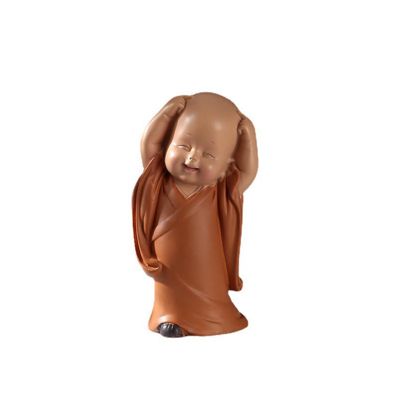 Mini Praying Monk Decor – monk with exposed shoulder and draped cloth, realistic robe simulation