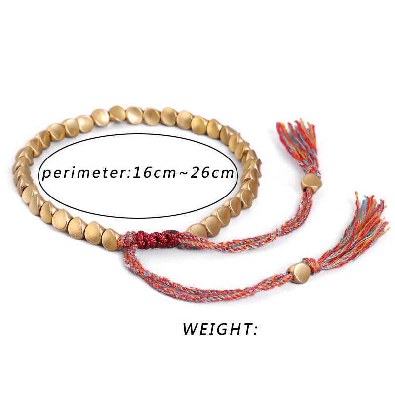 Tibetan Copper Beads Healing Rope Bracelet – Blue rope, image 5, healing bracelet