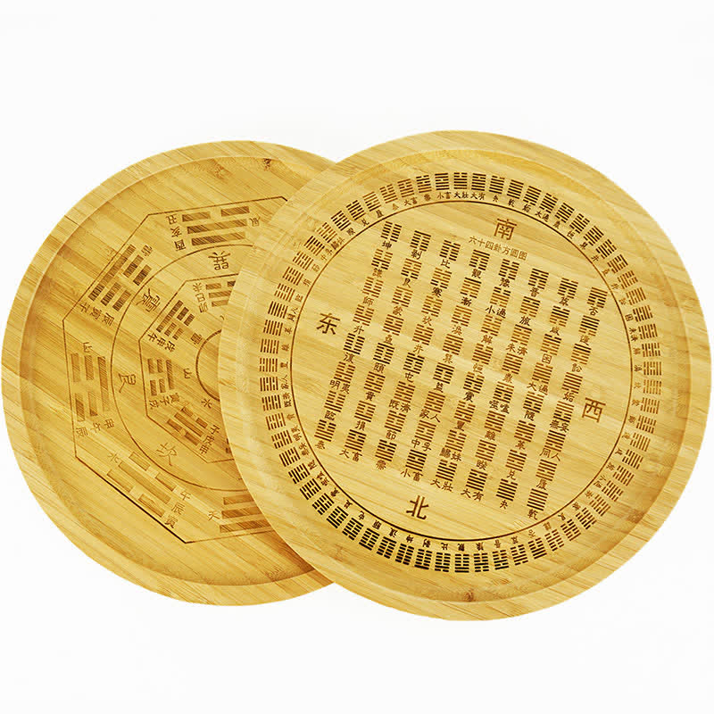 Feng Shui Bamboo Bagua Map – 64 hexagrams front and 8 trigrams back, bamboo feng shui