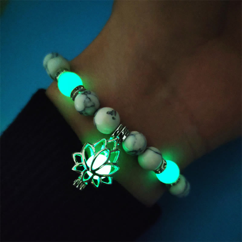 Pulsera de protección de loto con turquesa tibetana luminiscente