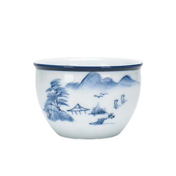 Koi Landscape Teacup – With tea poured revealing underwater koi scene