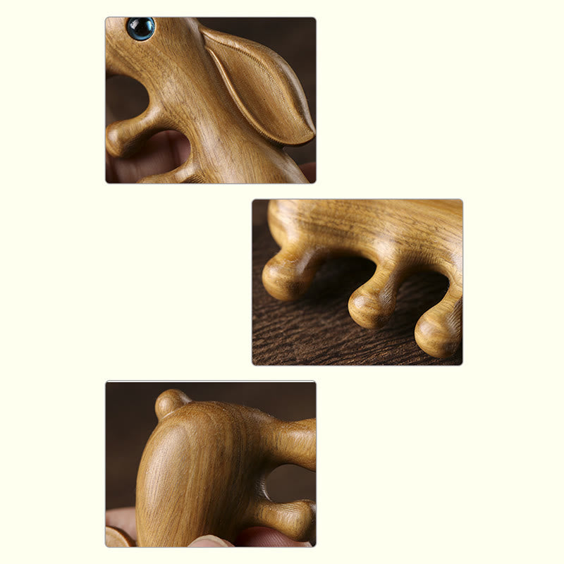 Red & Green Sandalwood Bunny Massage Comb, image 8