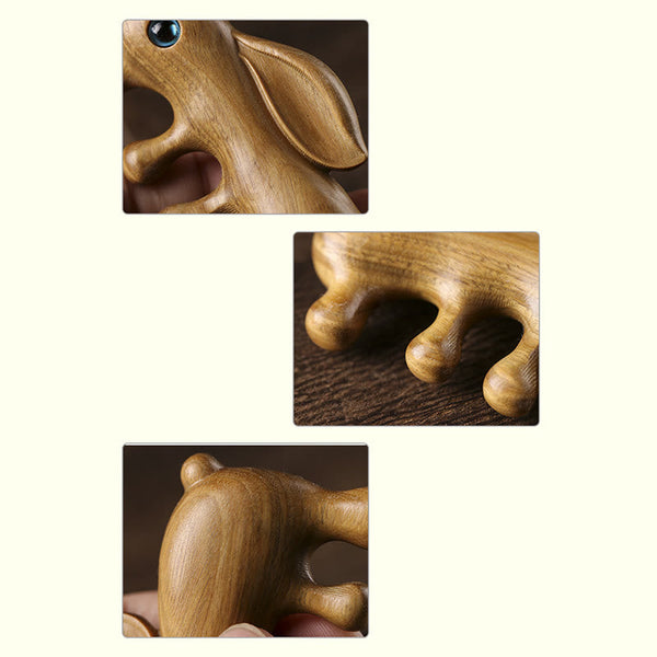 Red & Green Sandalwood Bunny Massage Comb, image 8