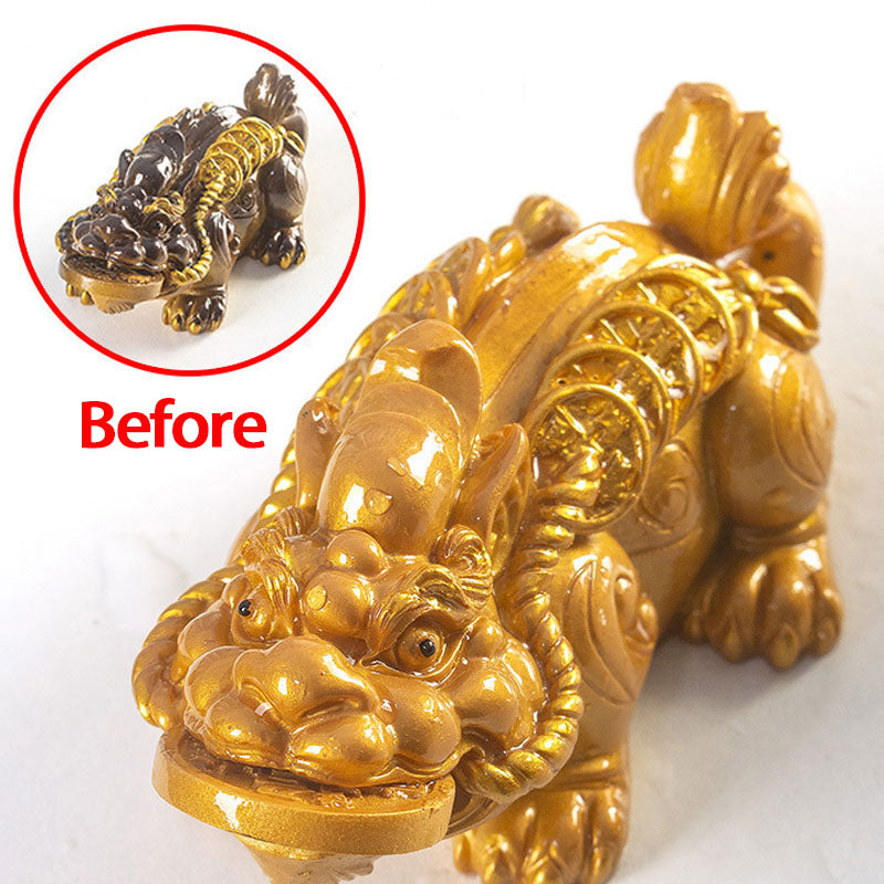PiXiu Coin Tea Pet – Golden PiXiu Before color change with dark inset, wealth tea pet