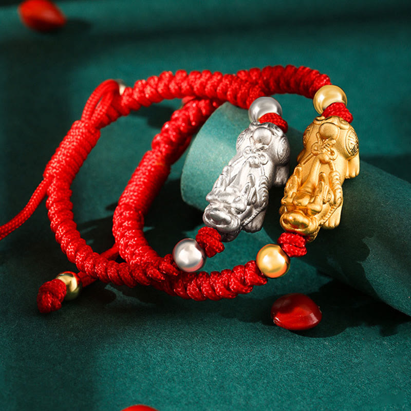 999 Sterling Silver PiXiu King Kong Knot Kids Bracelet, image 16, healing bracelet