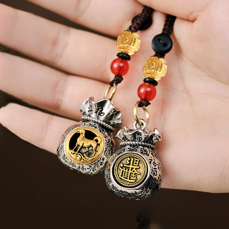 12 Zodiac Rotating Wealth Bag Keychain, image 13, lucky charm