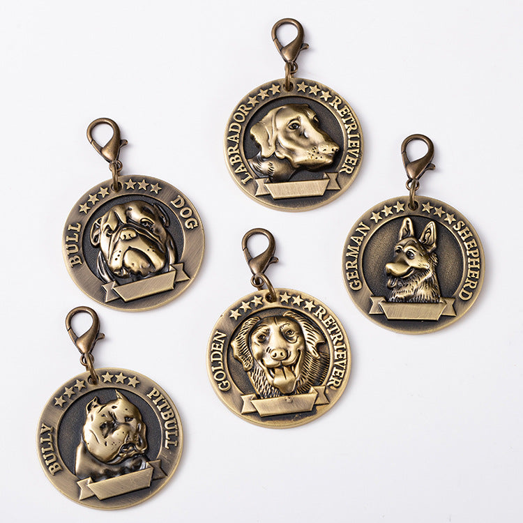 Vintage Antique Brass Paw Print Dog Tag – Zinc Alloy Pet Collar Charm, image 7