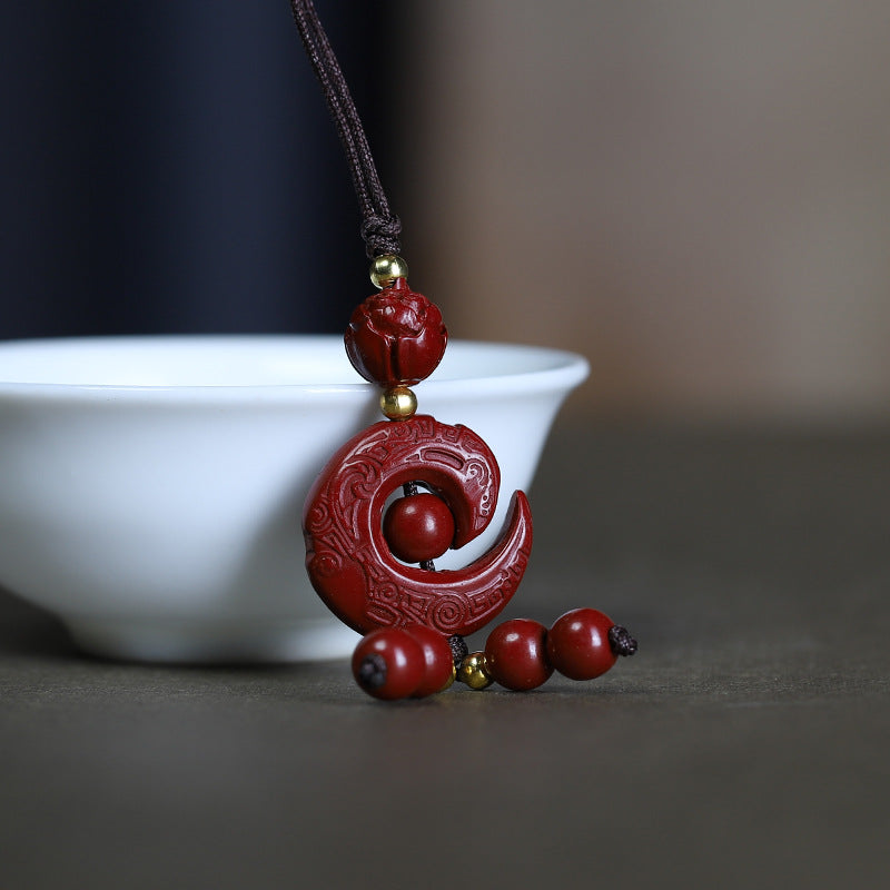 Vermilion Cinnabar Phone Charm, close-up detail