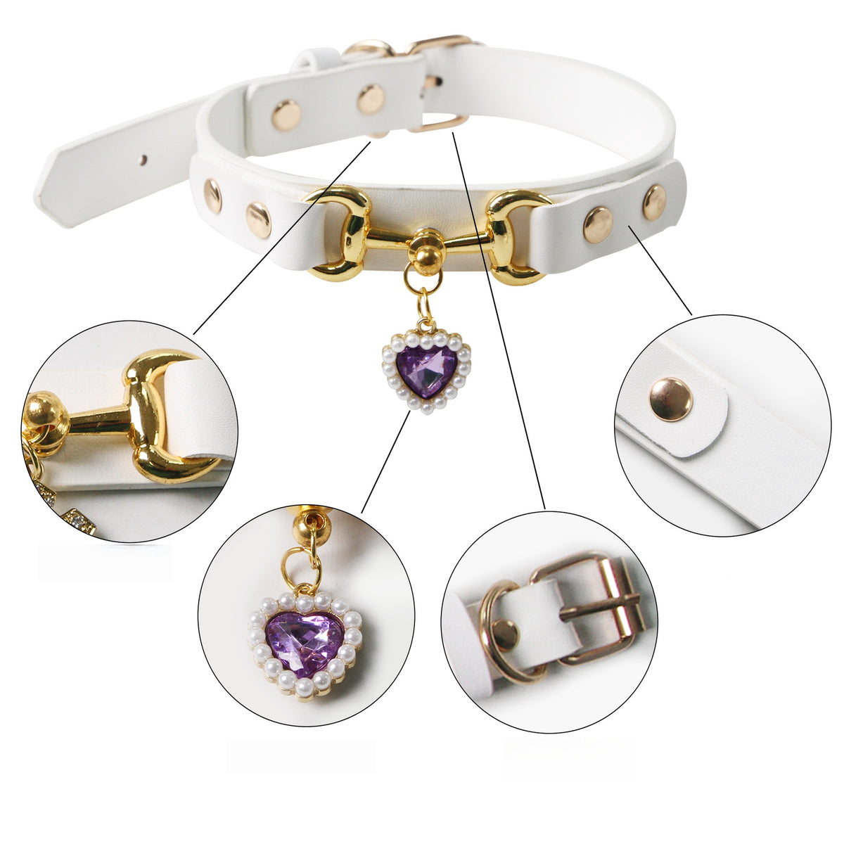Adjustable PU Leather Dog Collar, image 11, amulet necklace