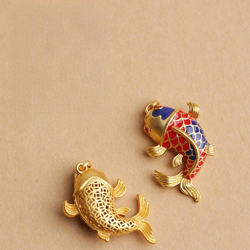 Golden Koi Fish Keychain, close-up detail, lucky charm