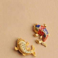 Golden Koi Fish Keychain, close-up detail, lucky charm