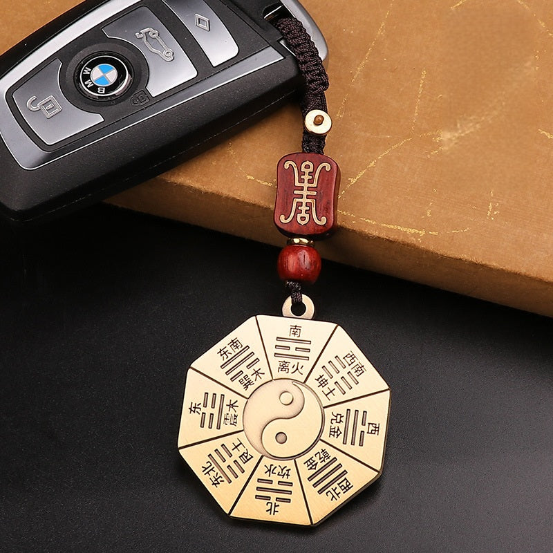 Taiji Bagua Brass Amulet Keychain, image 10, lucky charm