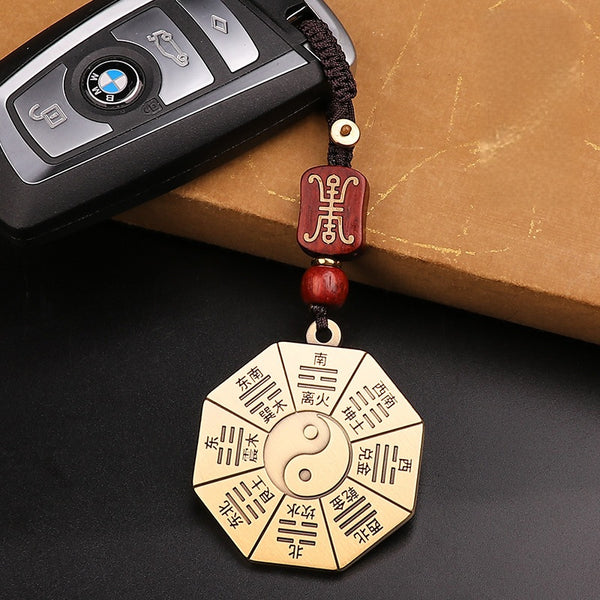Taiji Bagua Brass Amulet Keychain, image 10, lucky charm