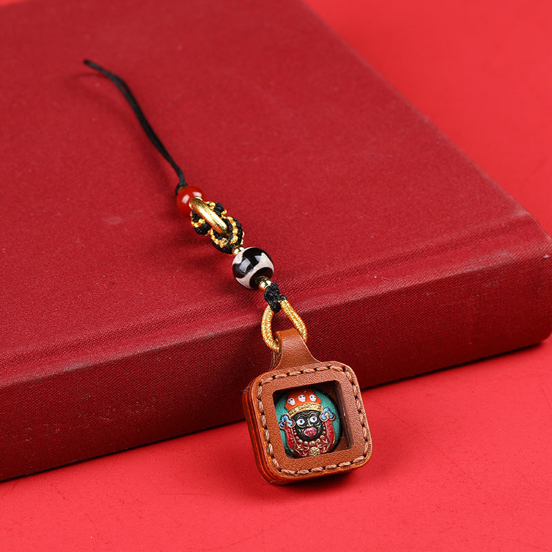 Tibetan Buddhist Palden Lhamo Thangka Keychain – Square / Zashi Lhamo, image 5, lucky charm