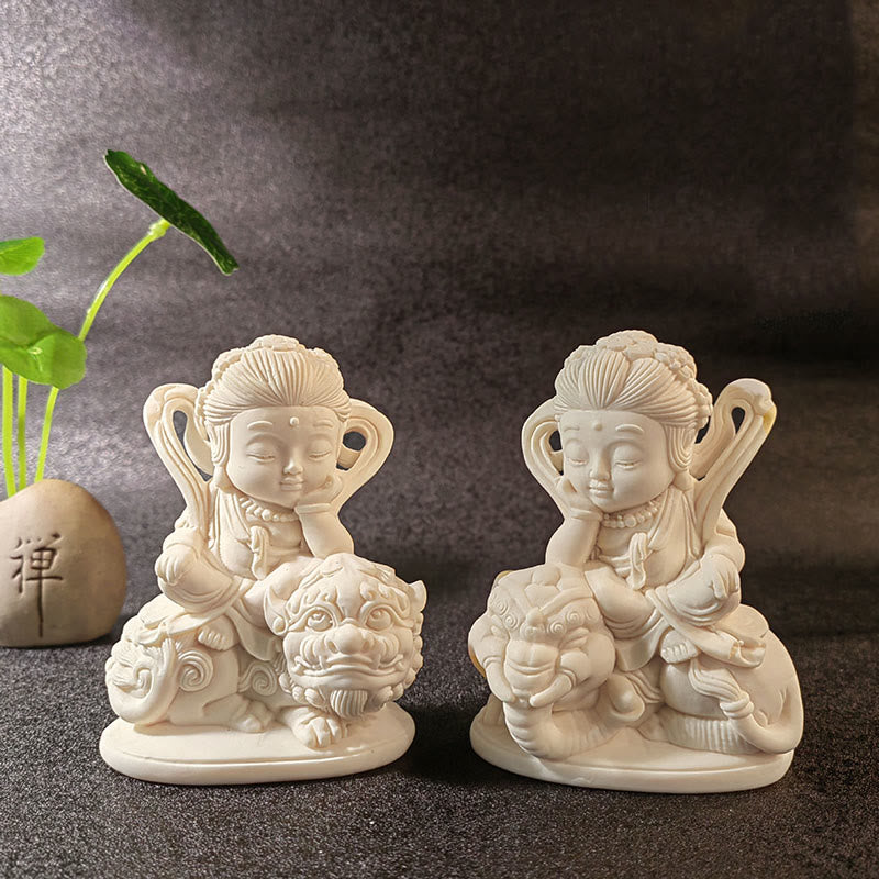Mini Ivory Fruit Buddha Lotus Serenity Desk Decoration – Mini monk figurine in peaceful repose, spiritual desk blessing piece