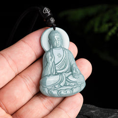 Sterling Silver Buddha – side profile detail, handcrafted pendant