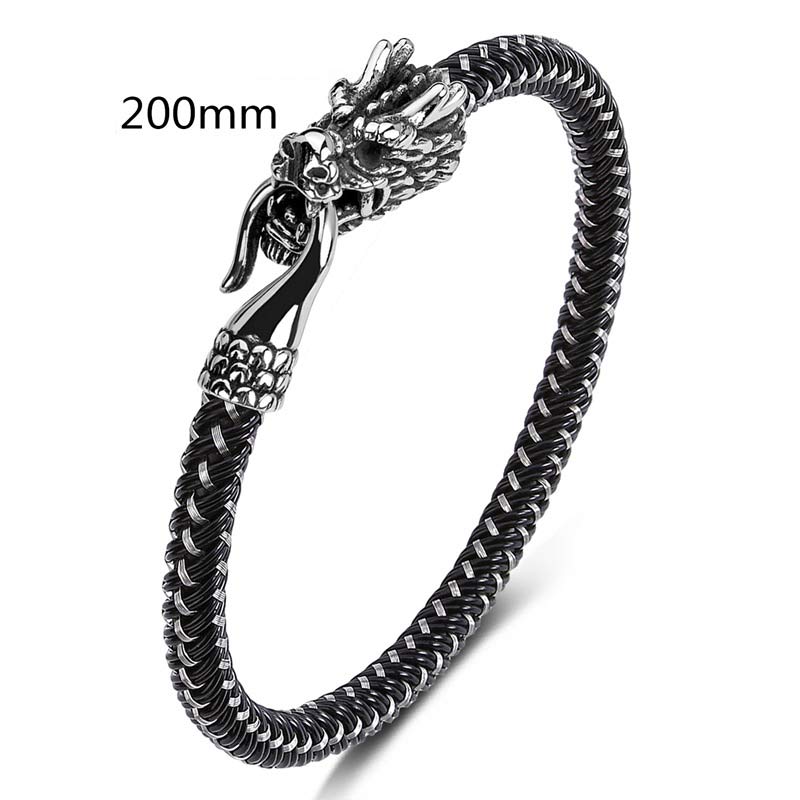 Dragon Protection Bracelet - Woven cable band with dragon closure, 200mm, Fearless