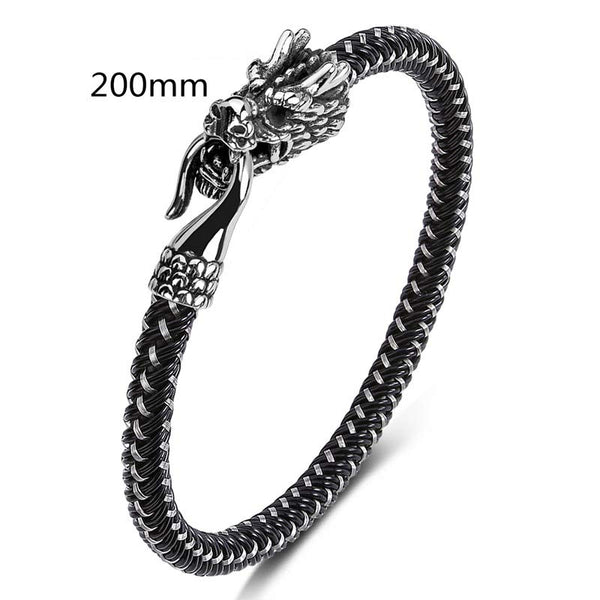 Dragon Protection Bracelet - Woven cable band with dragon closure, 200mm, Fearless