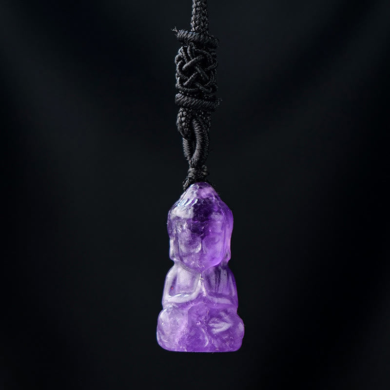 Crystal Buddha Necklace Amethyst Citrine Healing Pendant Spiritual Decoration – yellow citrine Buddha, solar plexus healing
