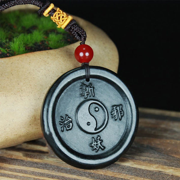Natural Hetian Cyan Jade Yin Yang Necklace Pendant