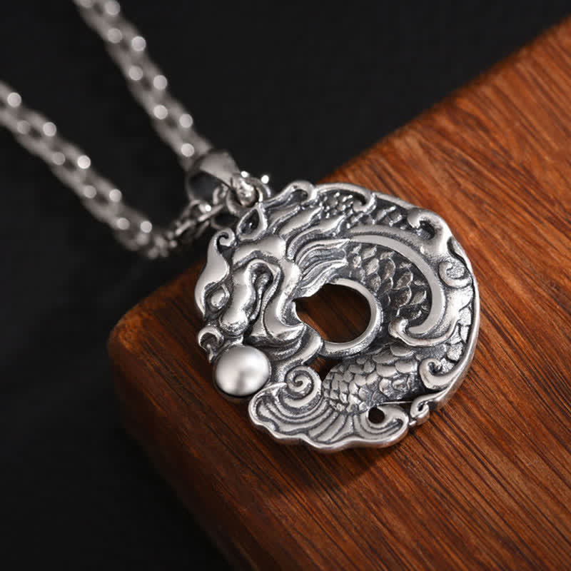 Koi Fish Dragon Charm - reverse side showing polished finish and smooth edges, pendant